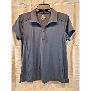 Slazenger Womens Golf Polo Shirt Short Sleeve Blue Size Medium Quarter Zip Top